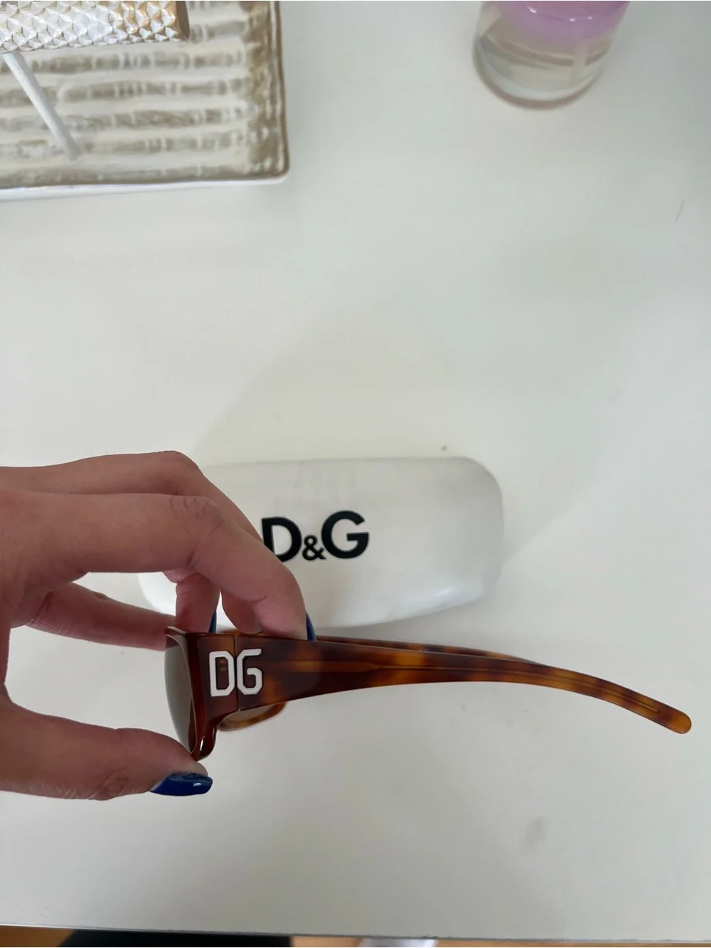 D&G Brown Tortoise Rectangular Women's Sunglasses
